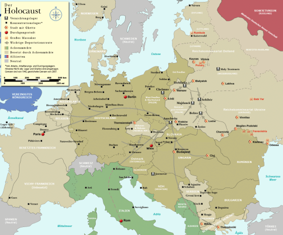 A Map depicting Nazi concentration camps.