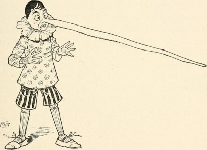 Pinocchio with a very, very long nose.