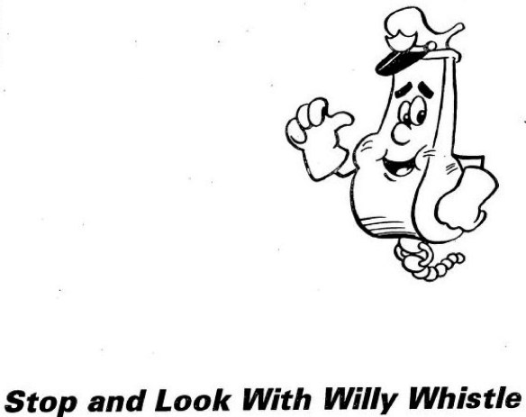 Drawing of an anthropomophized whistle with the caption,