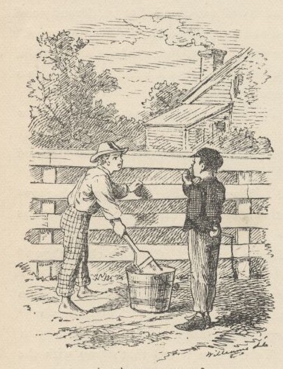 Tom Sawyer whitewashing the fence